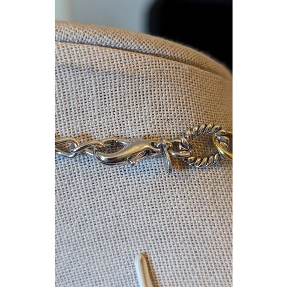 Signed Premier Designs Two Toned Cable Chain Gold Crystal Necklace & Earring Set - Picture 7 of 12